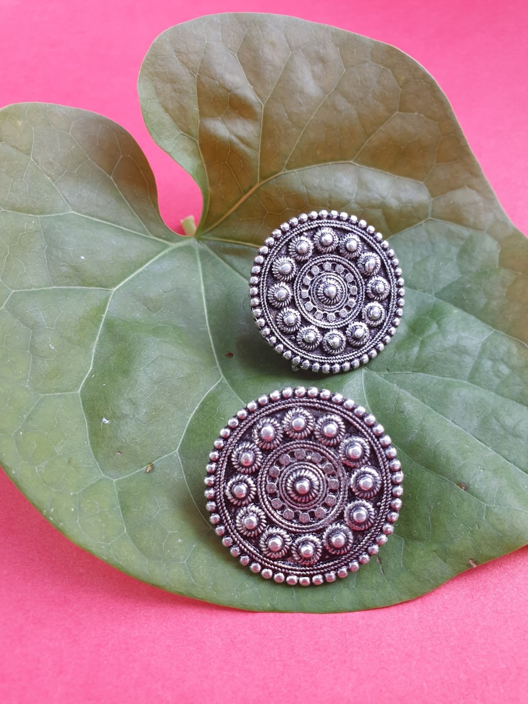 

FIROZA Silver-Toned Circular Drop Earrings