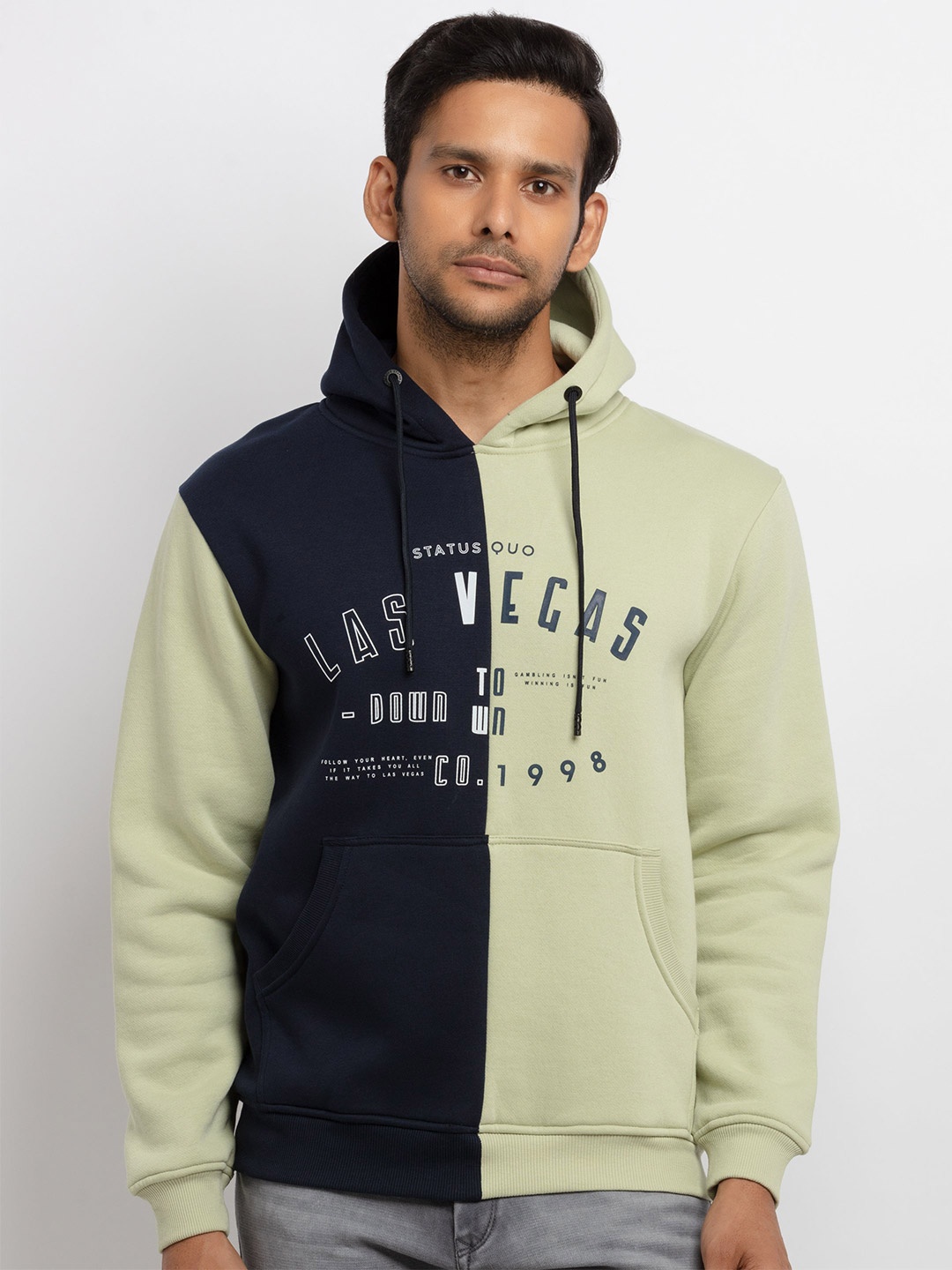 

Status Quo Men Navy Blue Colourblocked Sweatshirt