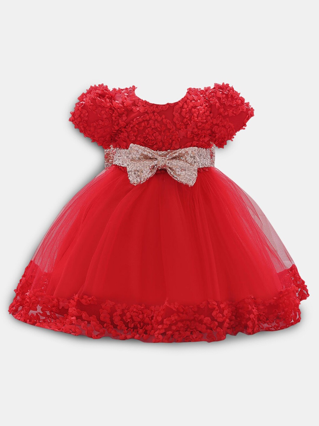 

Hopscotch Red Floral Blouson Dress