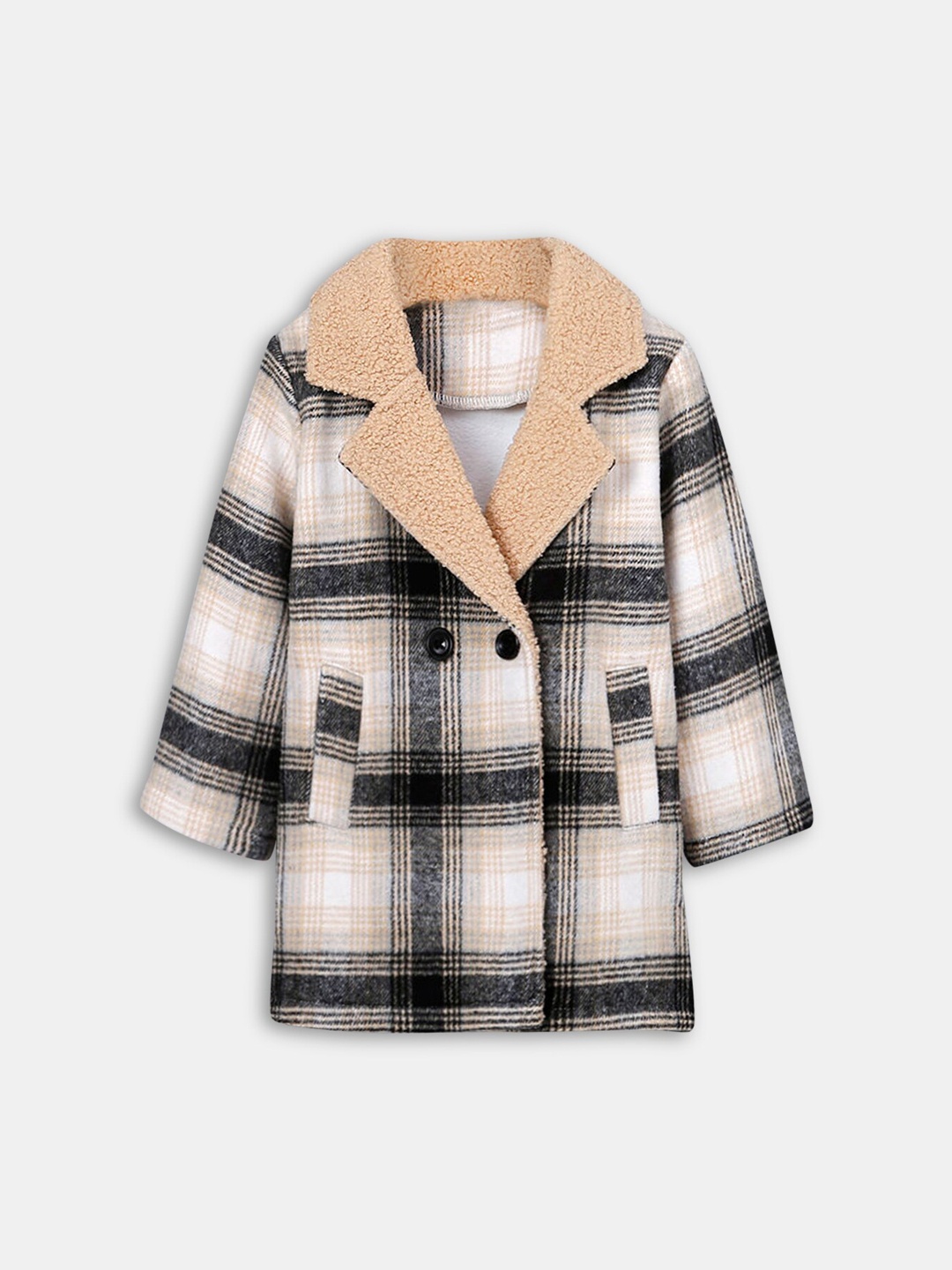 

Hopscotch Girls White Checkered OverCoat