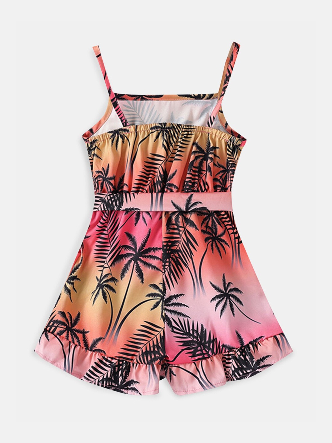 

Hopscotch Girls Pink & Black Printed Jumpsuit