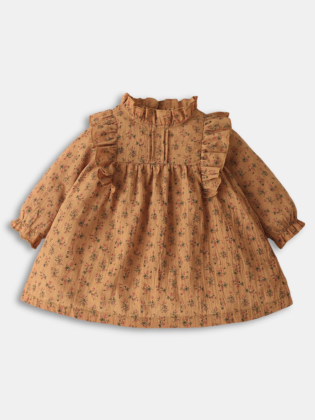 

Hopscotch Brown Floral A-Line Dress