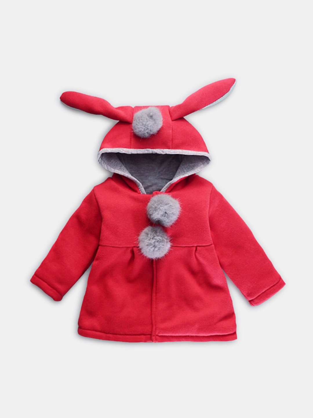 

Hopscotch Girls Red Solid Full-Sleeve Overcoat