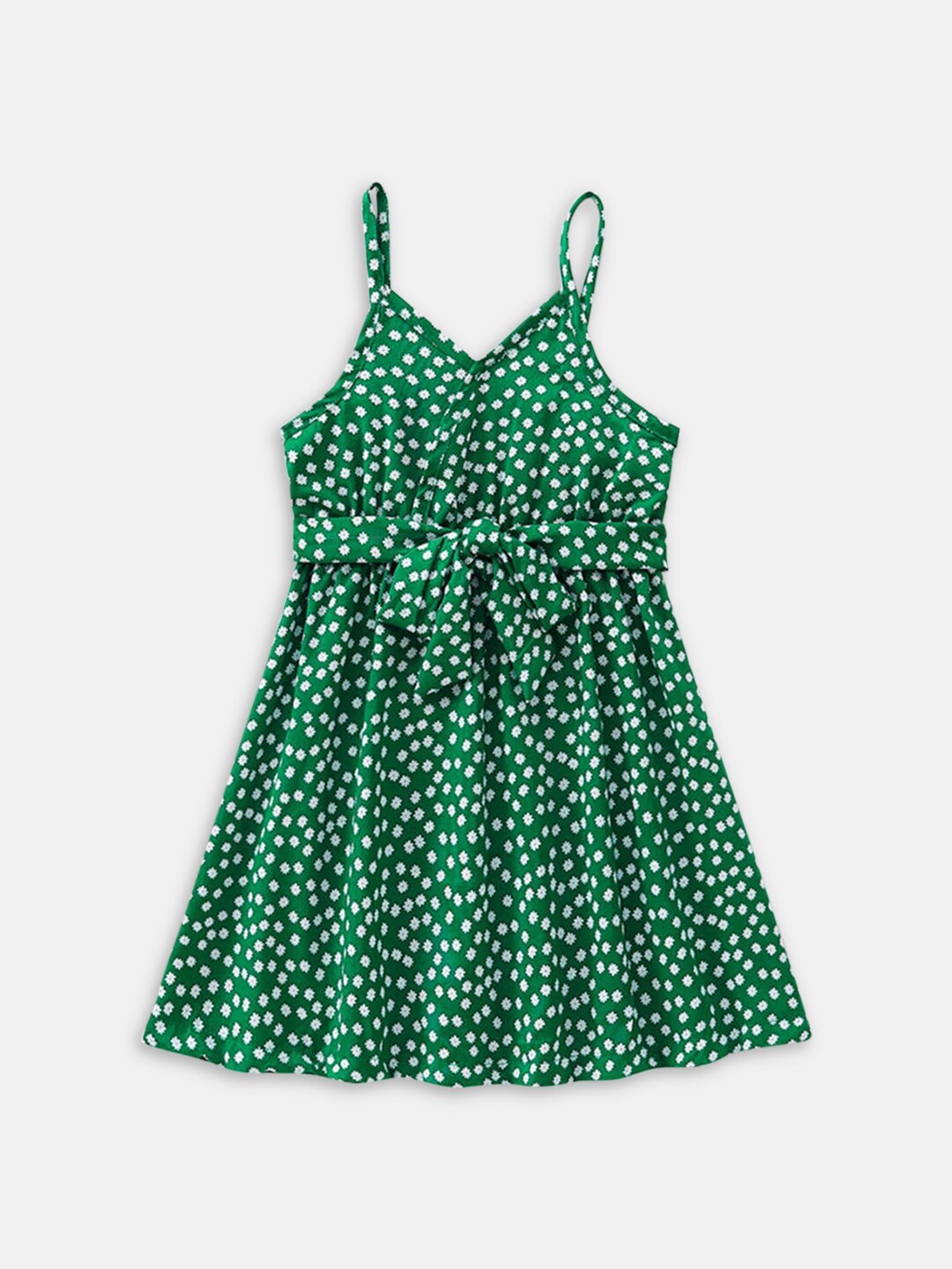 

Hopscotch Green Floral A-Line Dress