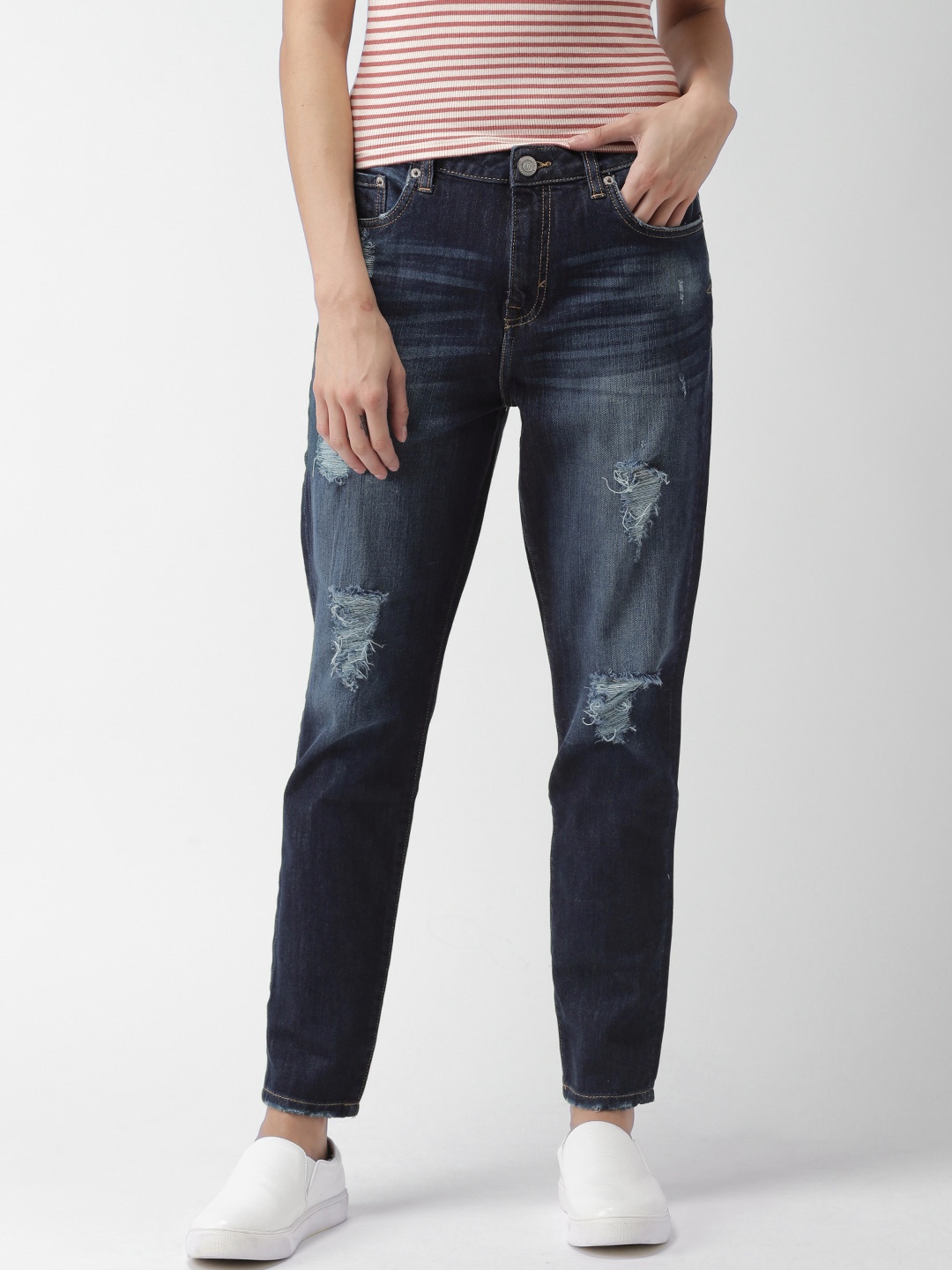 

Aeropostale Women Blue Regular Fit High-Rise Mildly Distressed Stretchable Jeans