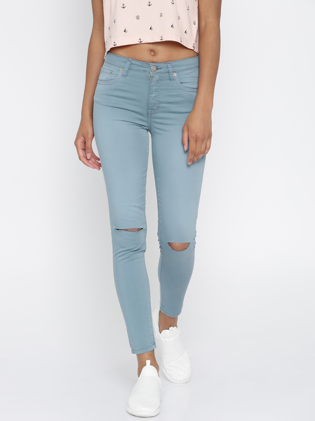 

Aeropostale Women Blue Slim Fit High-Rise Slash Knee Stretchable Jeans