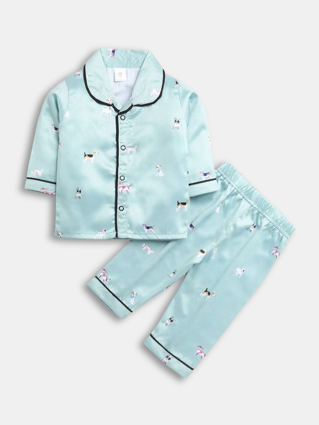 

Hopscotch Unisex Kids Green Night suits