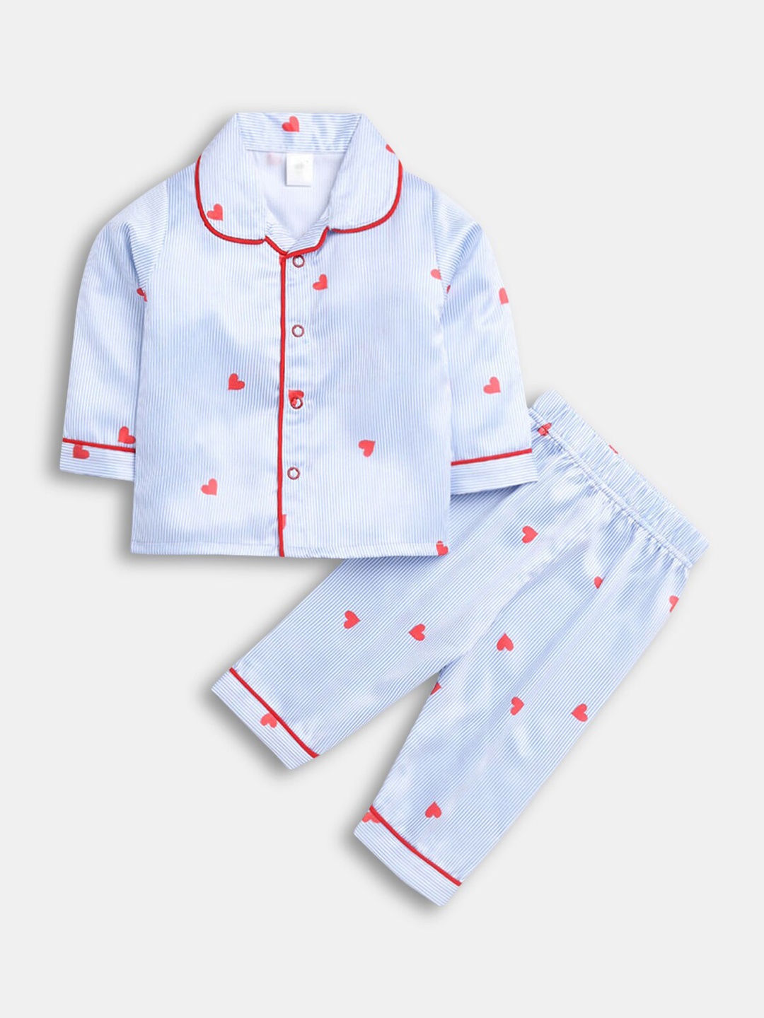 

Hopscotch Unisex Kids Blue & Red Printed Night suit