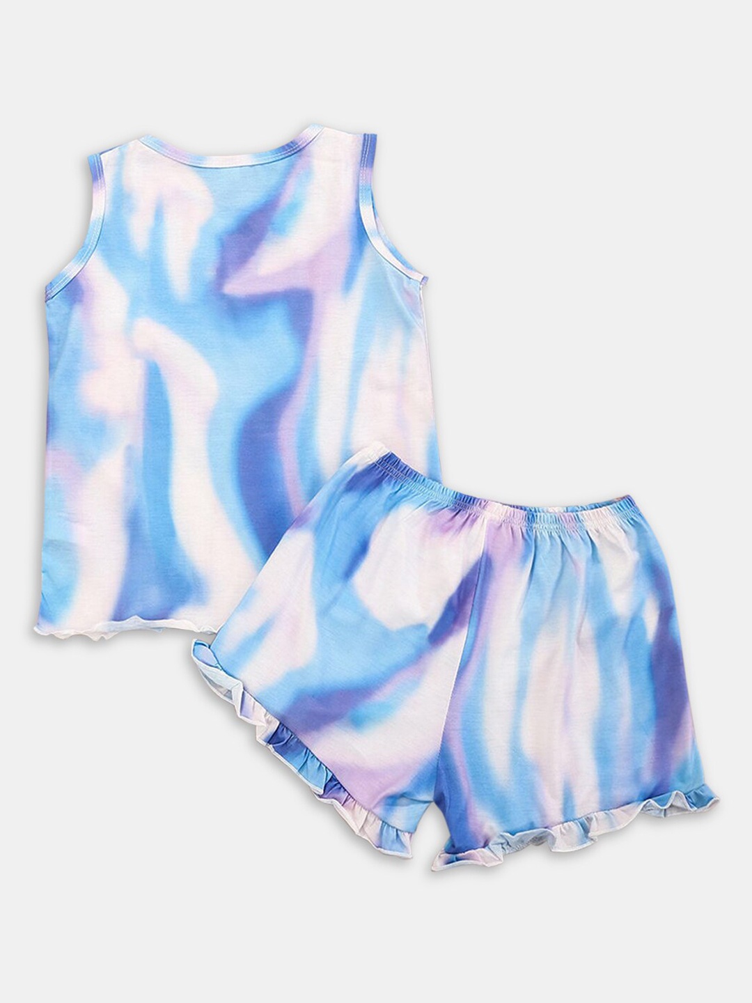

Hopscotch Girls Blue and Purple Printed Night suits