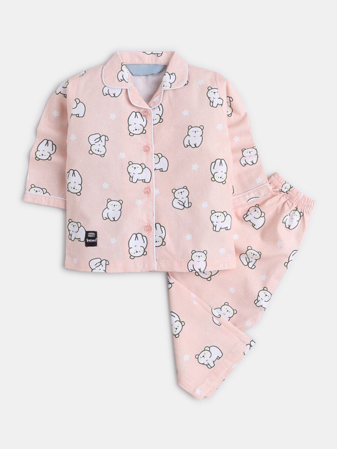 

Hopscotch Kids Peach Printed Night suits