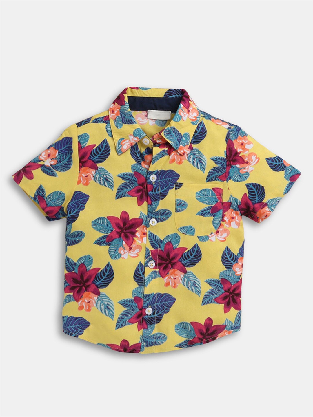

Hopscotch Boys Yellow Floral Printed Casual Shirt