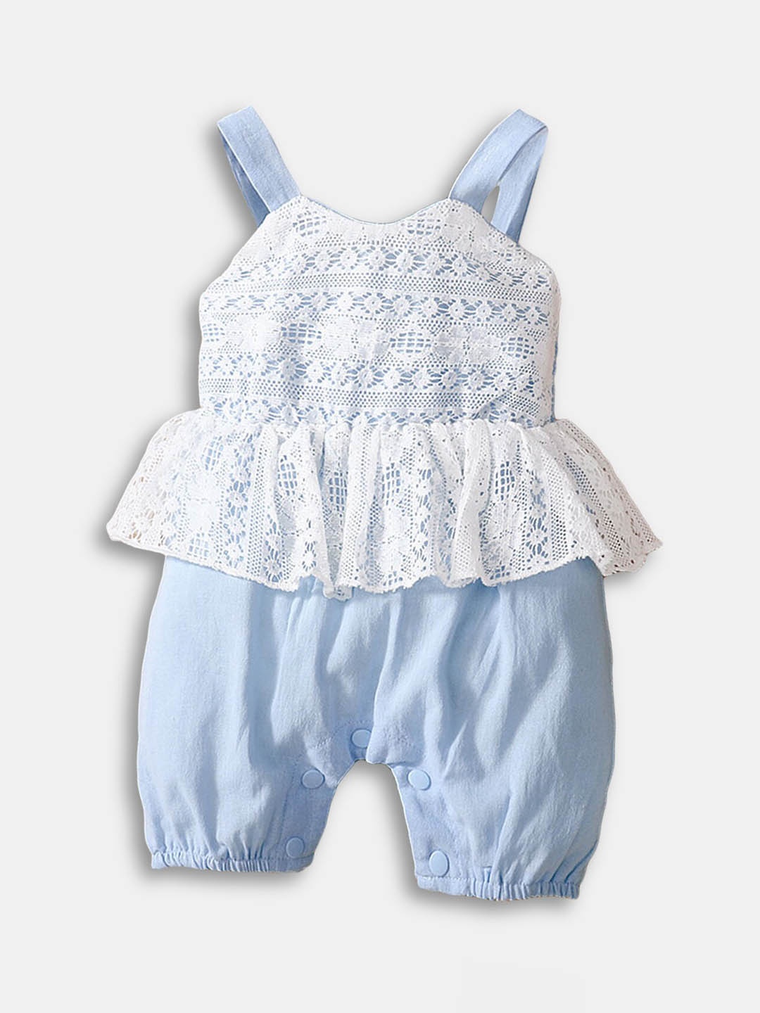 

Hopscotch Kids Girls Blue Embellished Romper