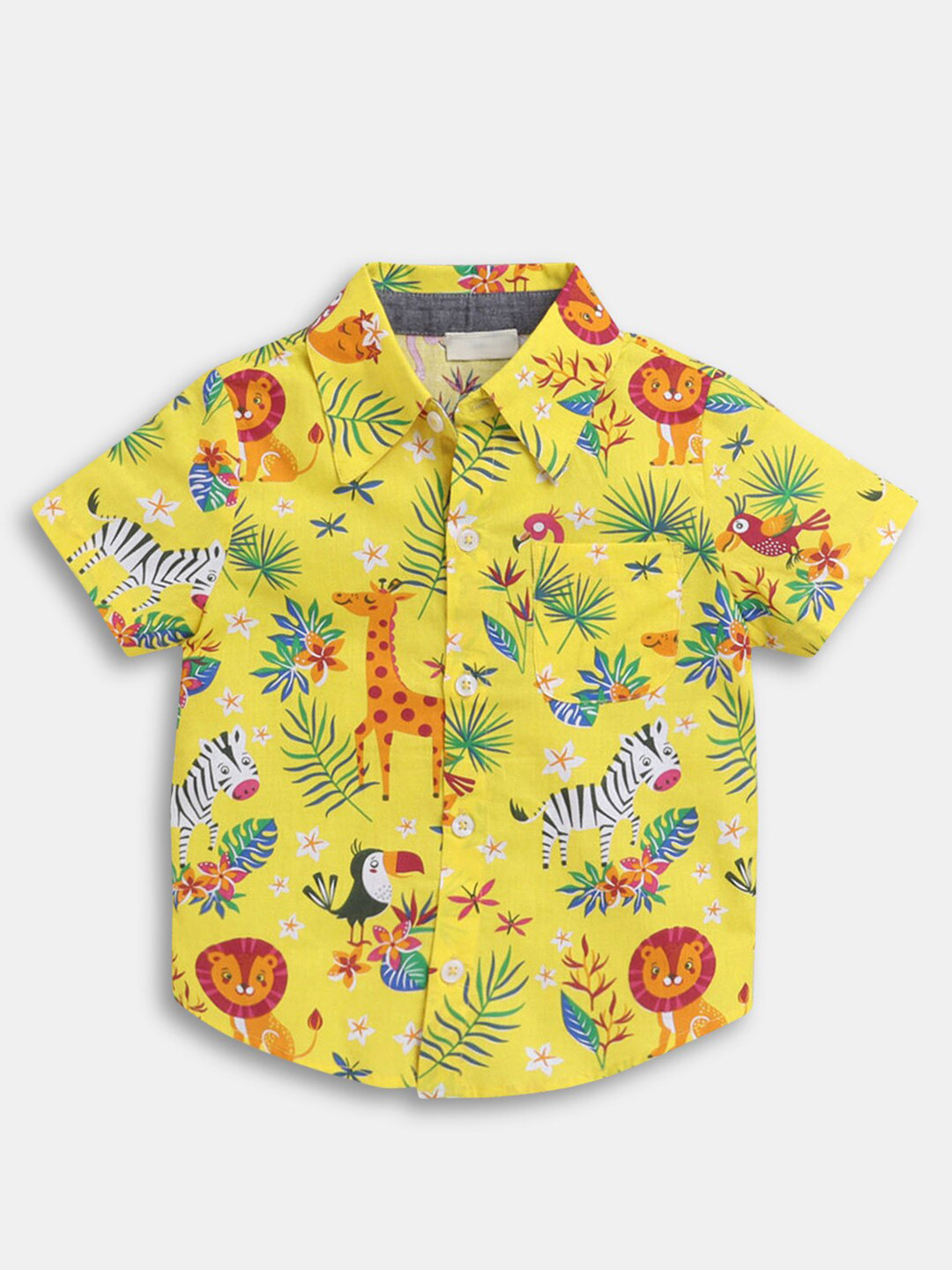 

Hopscotch Boys Yellow Floral Printed Casual Shirt