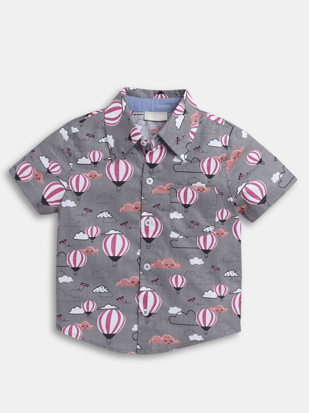 

Hopscotch Boys Grey Printed Casual Shirt