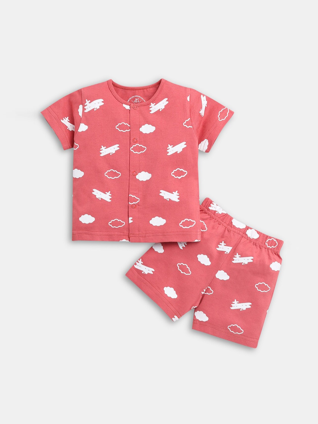 

Hopscotch Boys Coral & White Printed Night suit