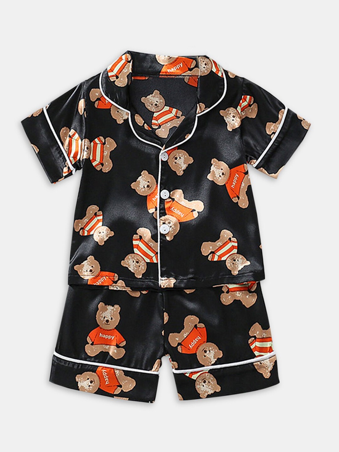 

Hopscotch Boys Black & Brown Printed Night suit