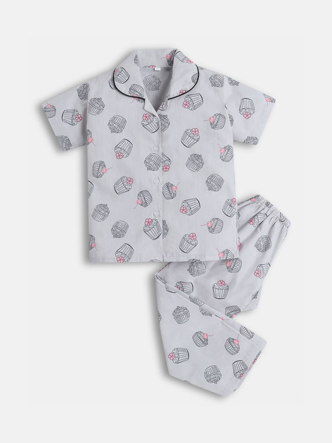 

Hopscotch Girls Blue & Pink Printed Night Suit