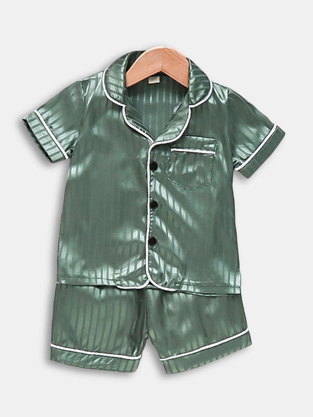 

Hopscotch Boys Green Striped Night Suit