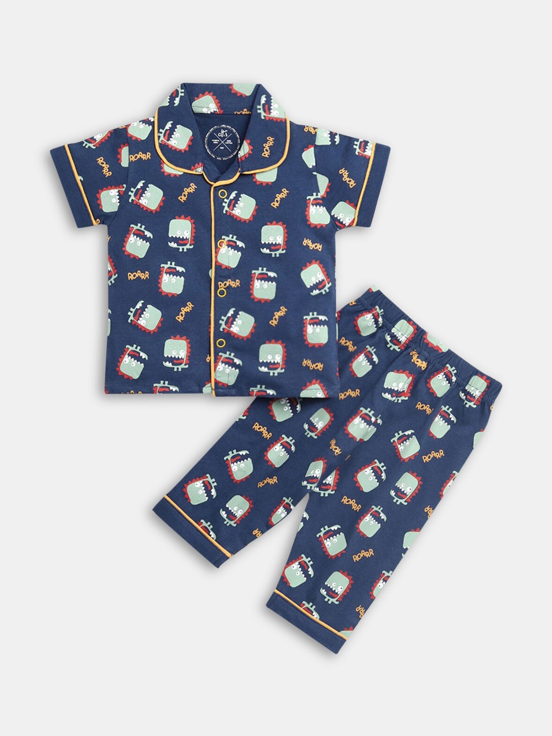 

Hopscotch Kids Blue & Red Printed Cotton Night Suit