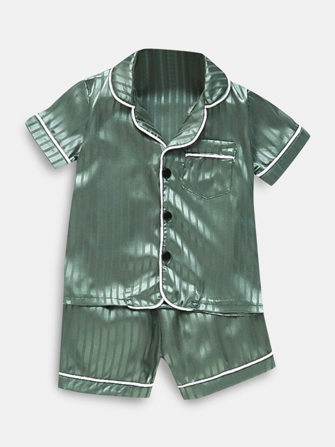 

Hopscotch Boys Green & White Short Sleeves Night Suit