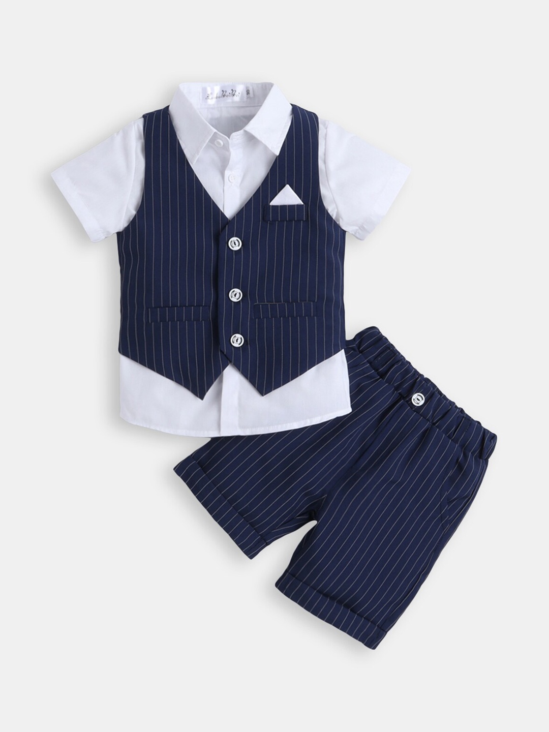 

Hopscotch Boys Blue & White Shirt with Shorts & With Waistcoat