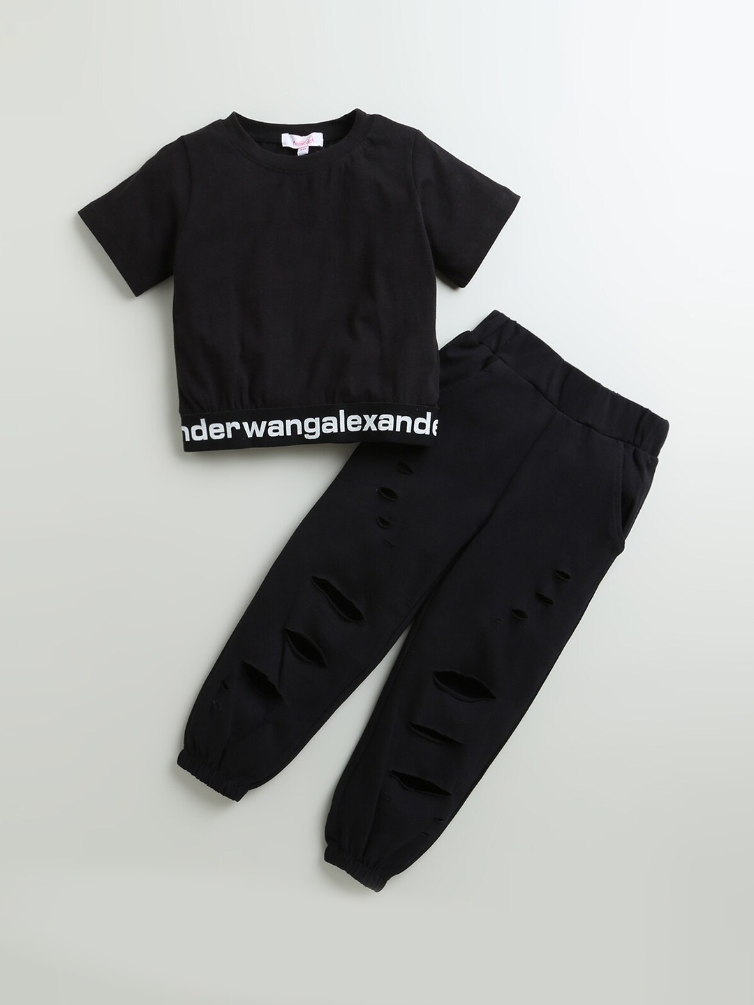 

Hopscotch Girls Black Printed Top with Trousers