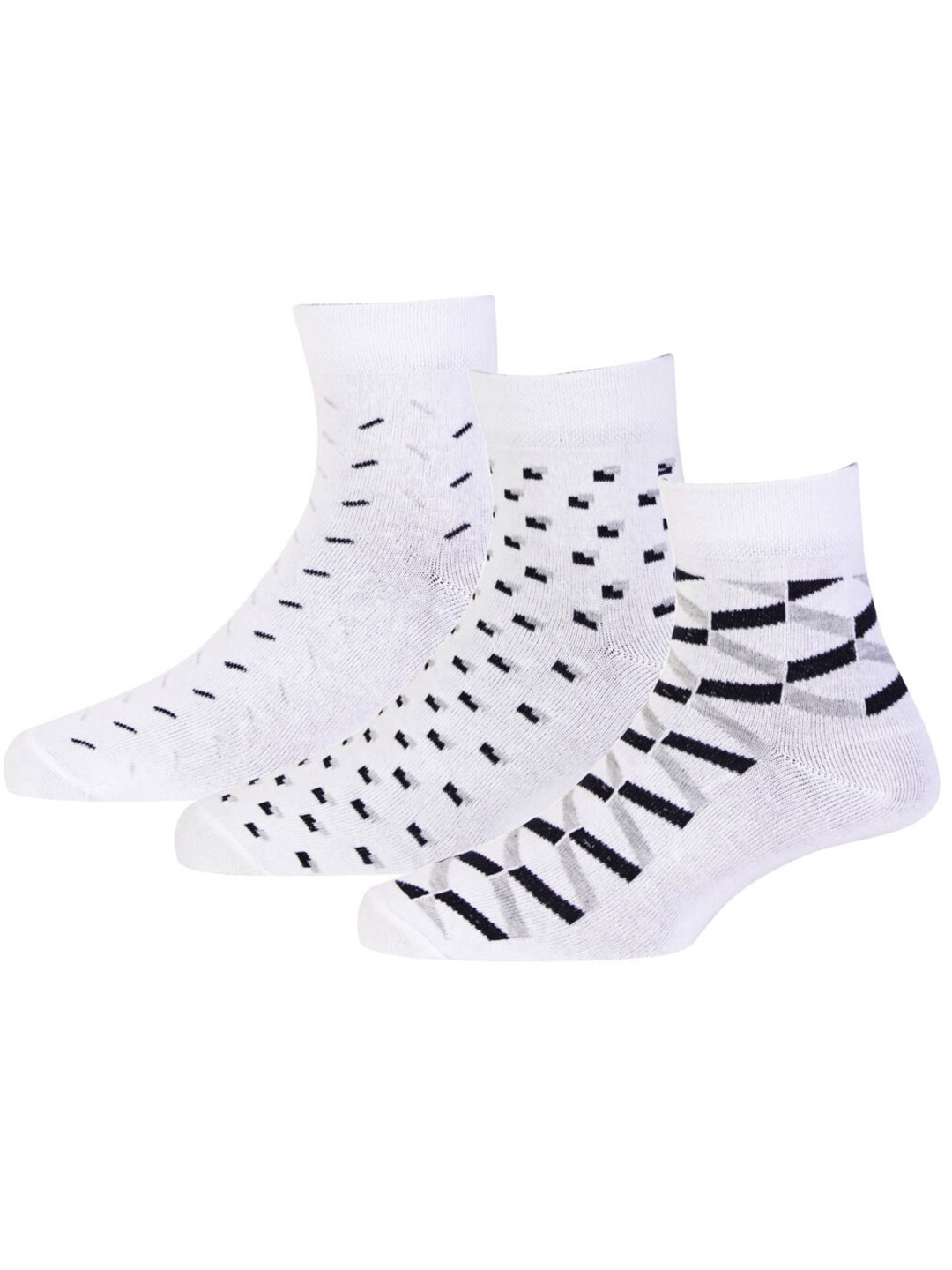 

RC. ROYAL CLASS Men Pack Of 3 White Patterned Ankle Length Cotton Socks