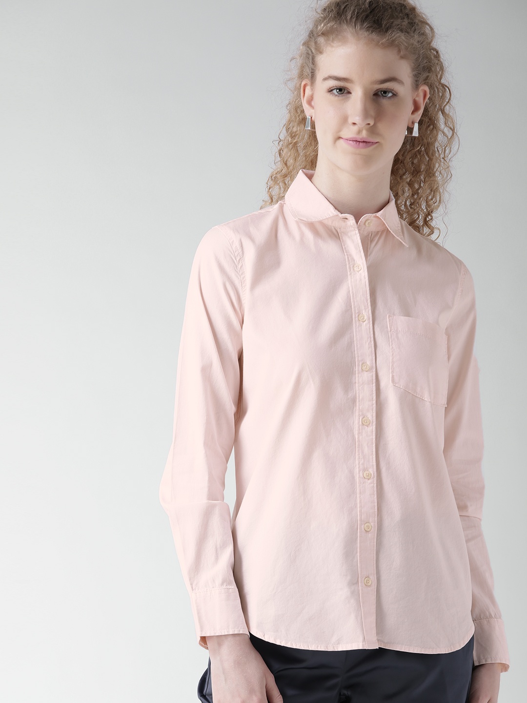 

Aeropostale Women Pink Solid Casual Shirt