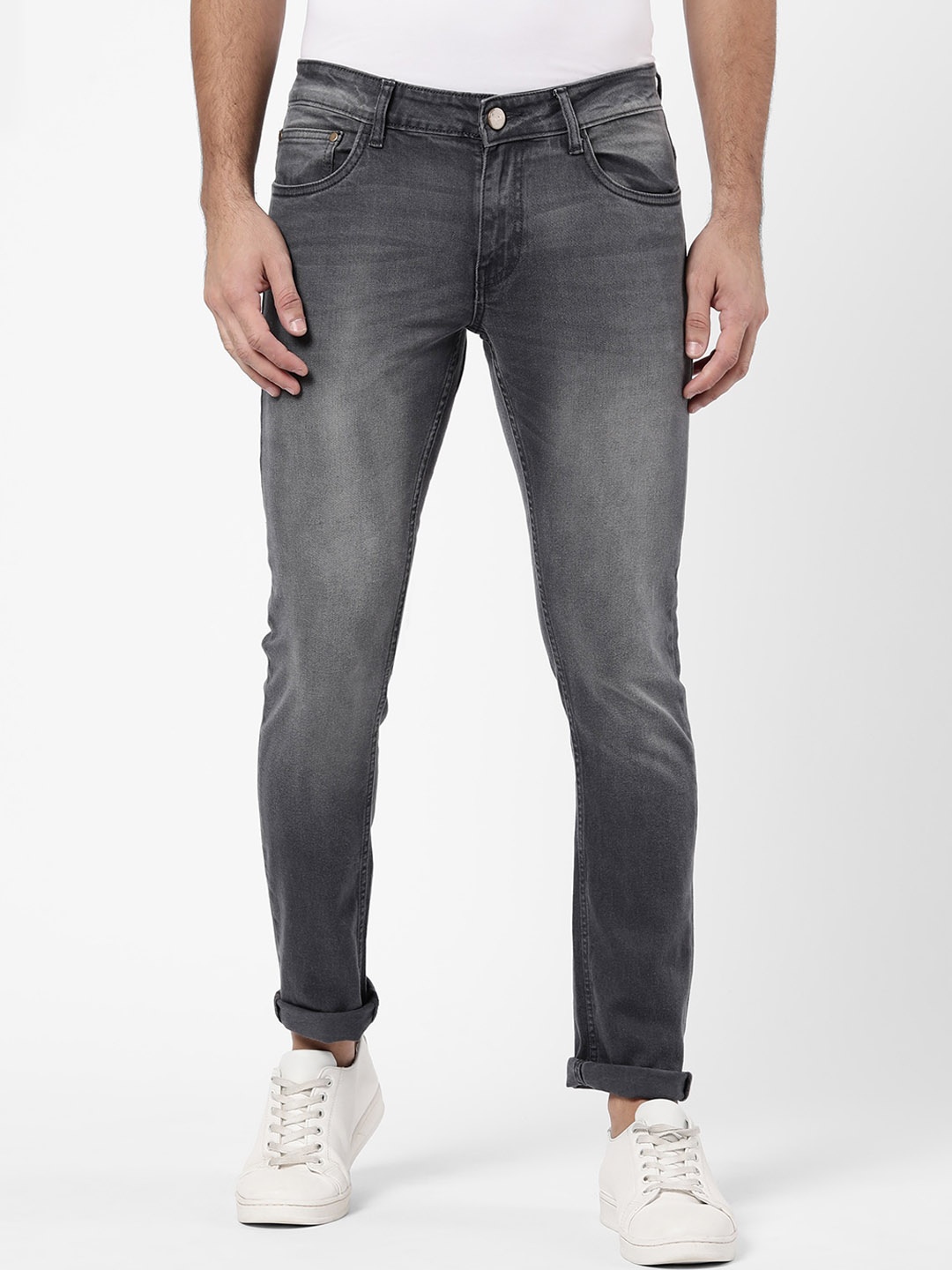 

R&B Men Grey Slim Fit Heavy Fade Jeans