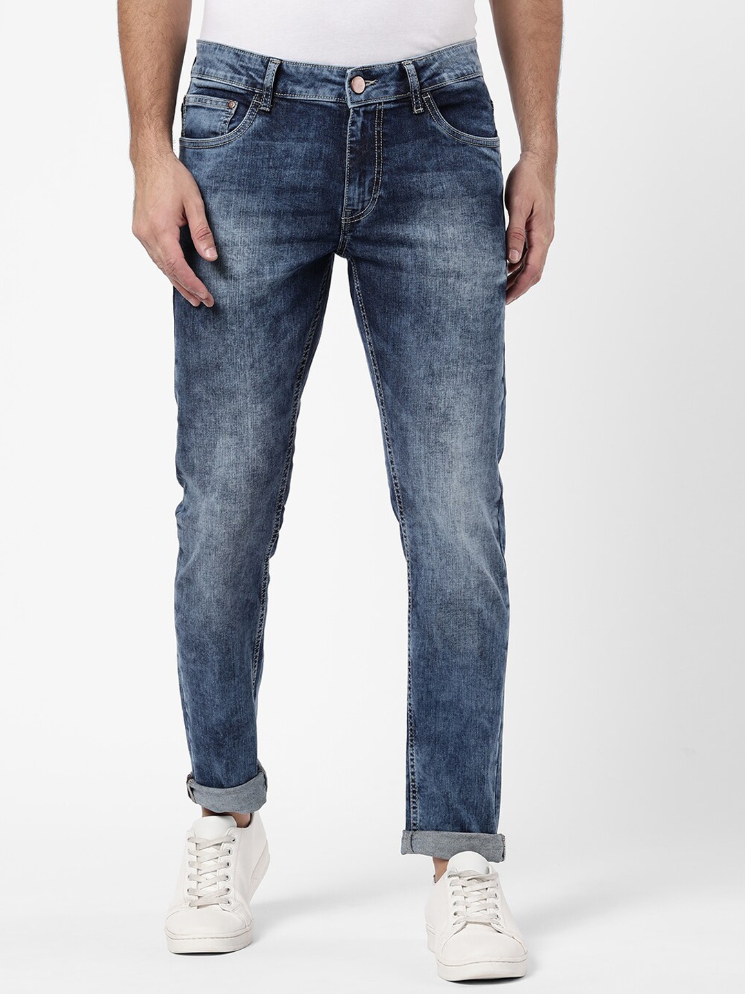 

R&B Men Blue Slim Fit Mildly Distressed Heavy Fade Jeans