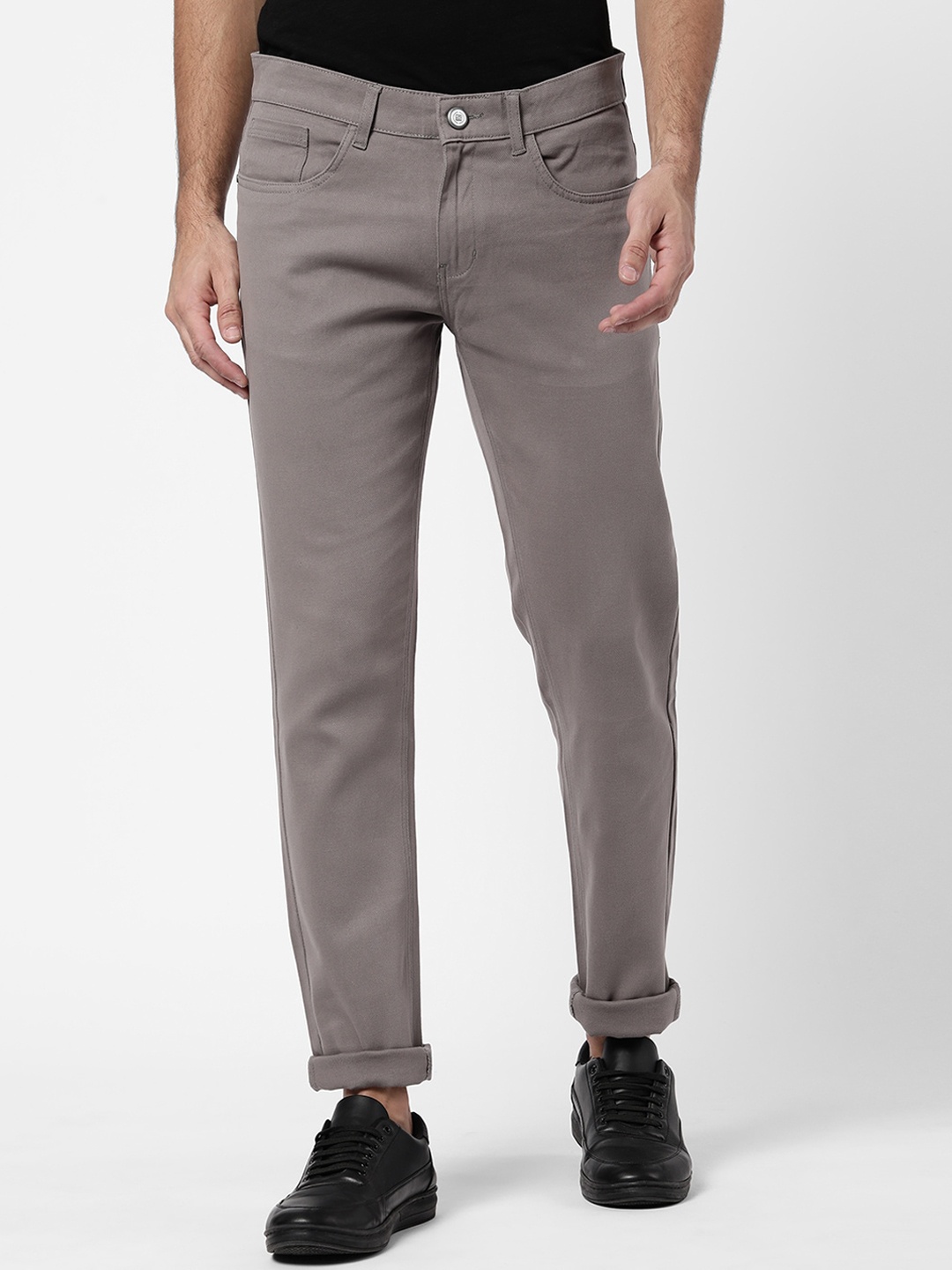 

R&B Men Grey Skinny Fit Chinos Trousers