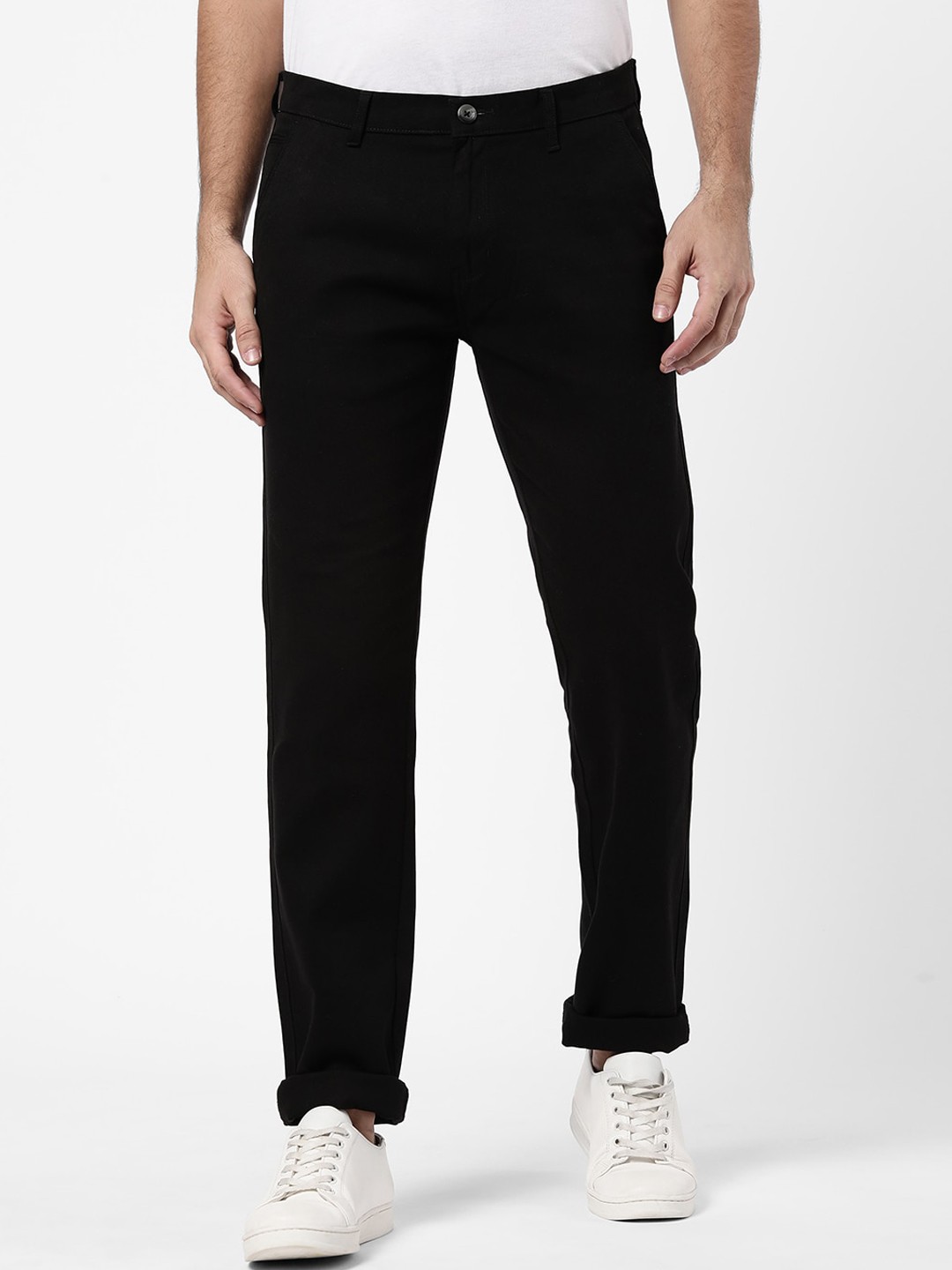 

R&B Men Black Slim Fit Chinos Trousers