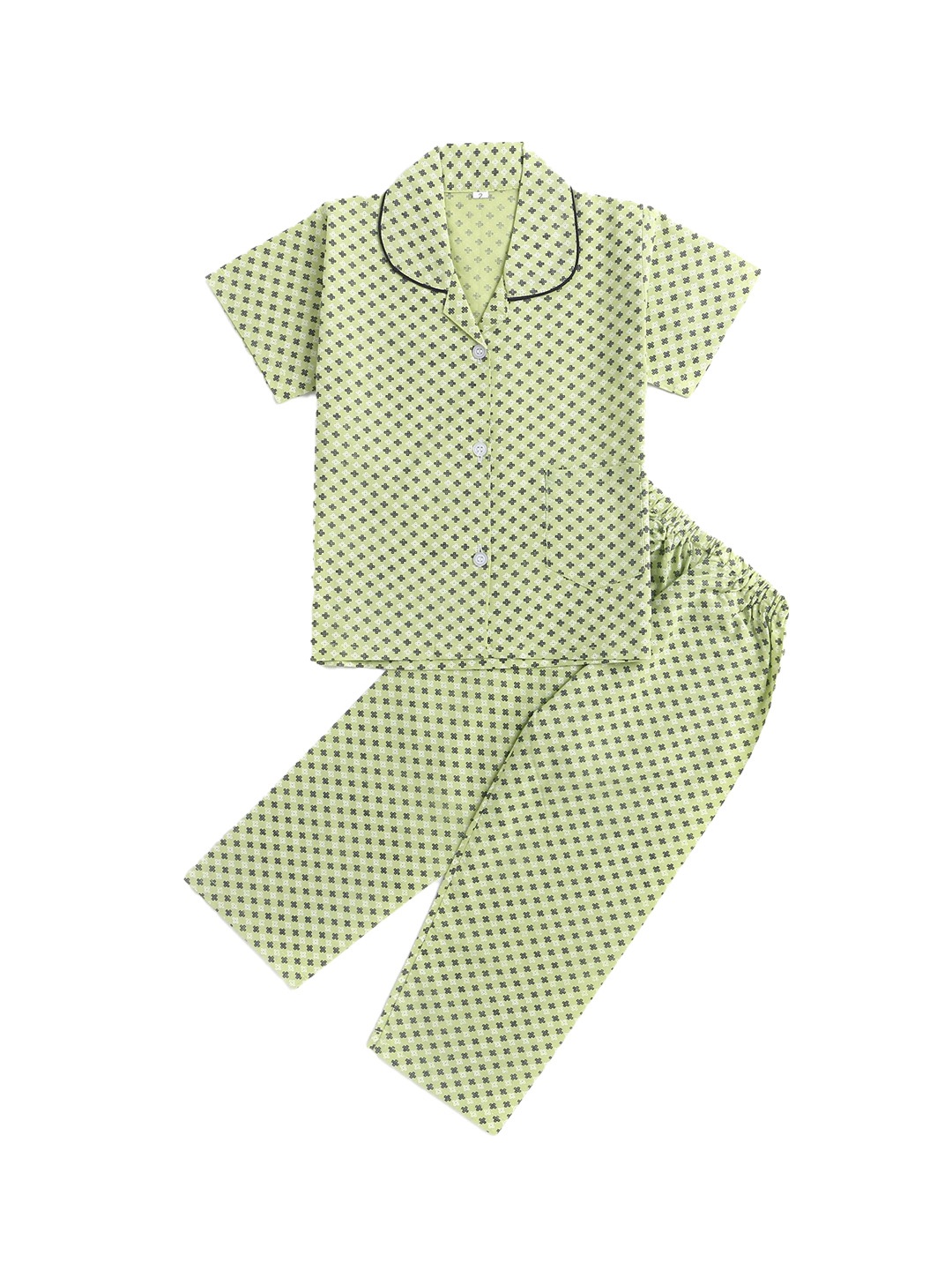 

The Magic Wand Unisex Kids Green Printed Night suit