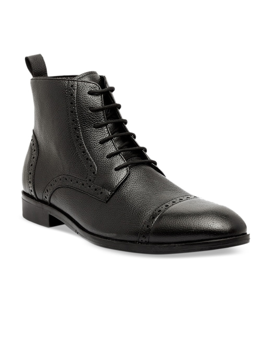 

Teakwood Leathers Men Black Solid Leather Lace-Ups Boots