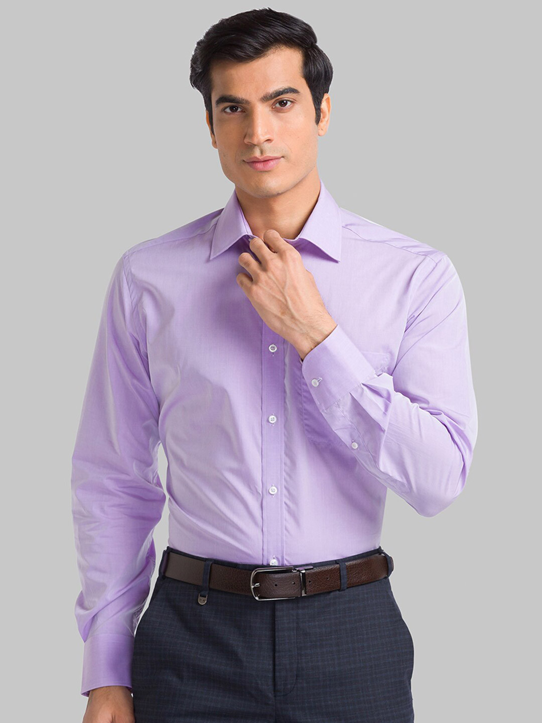 

Park Avenue Men Violet Striped Formal Shirt