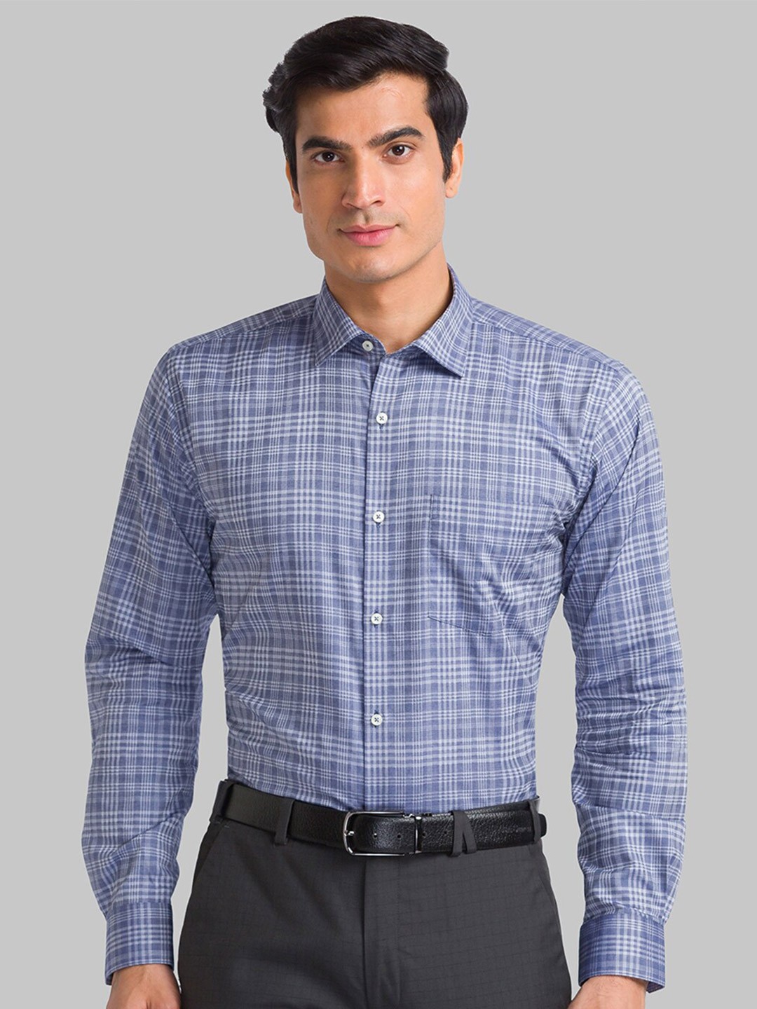 

Park Avenue Men Blue Slim Fit Checked Formal Shirt