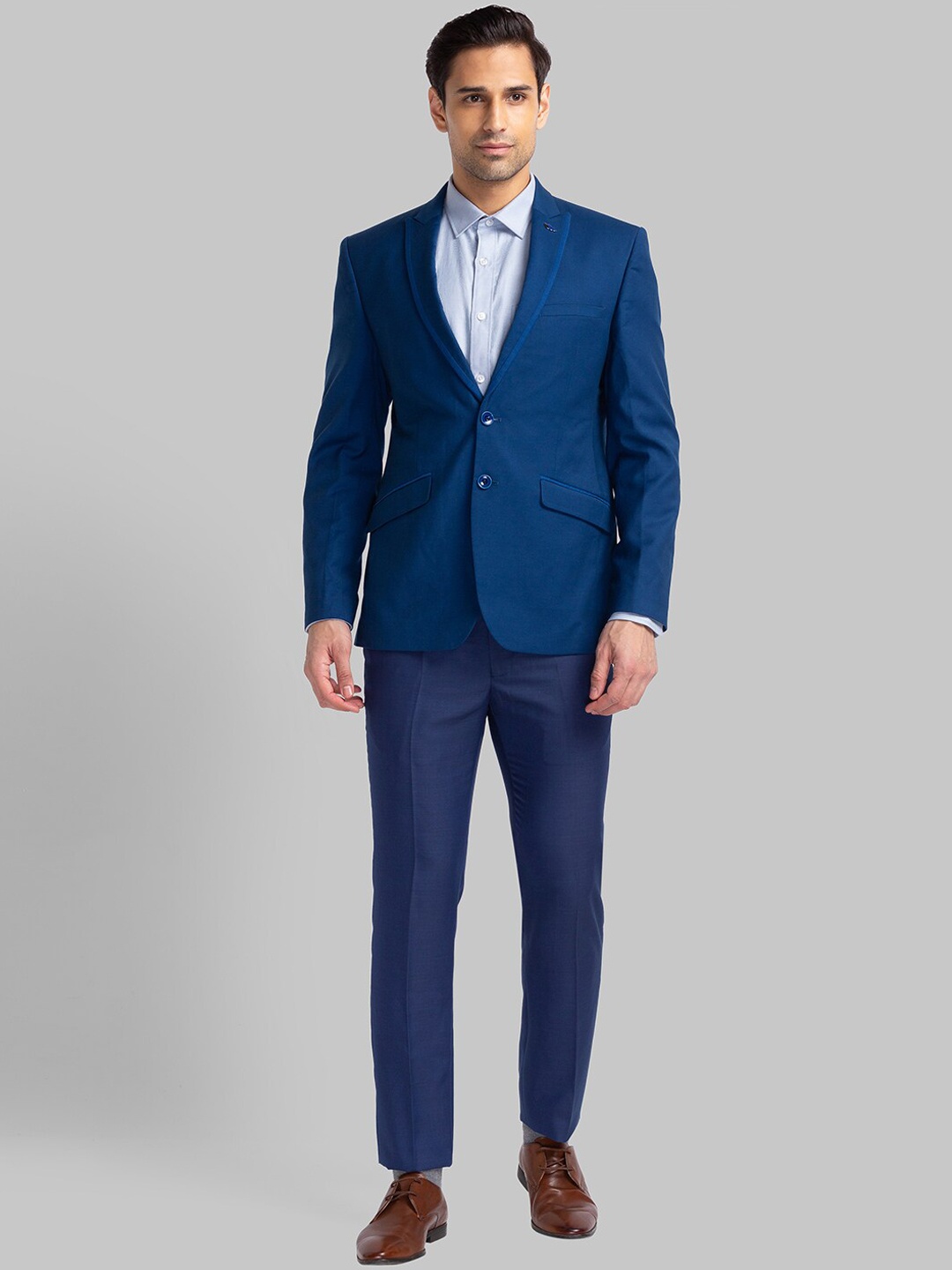 

Park Avenue Men Blue Single-Breasted Formal Blazers