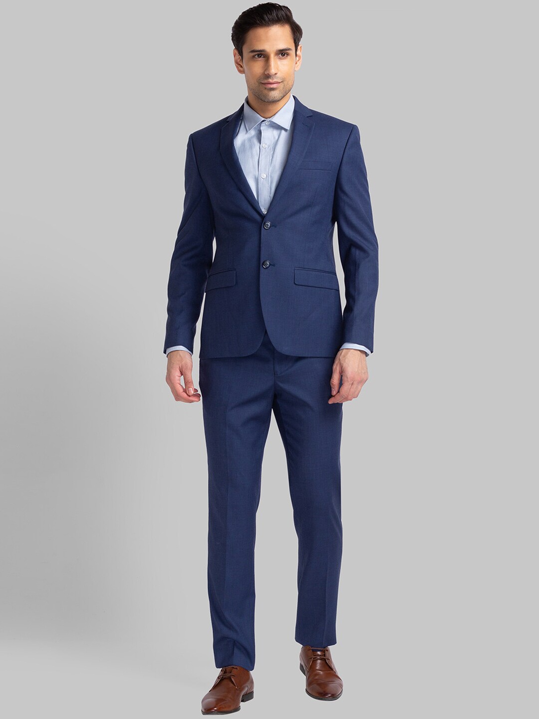 

Park Avenue Men Blue Solid Slim-Fit Single-Breasted Two-Piece Formal Suit