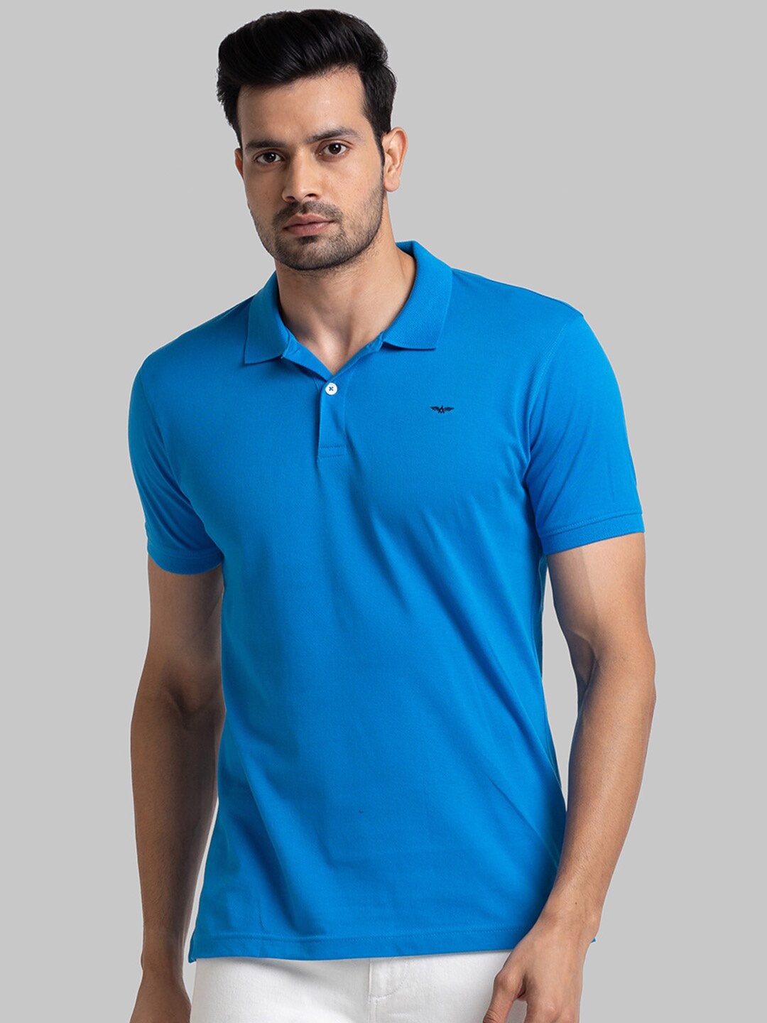 

Park Avenue Men Blue Polo Collar Slim Fit T-shirt