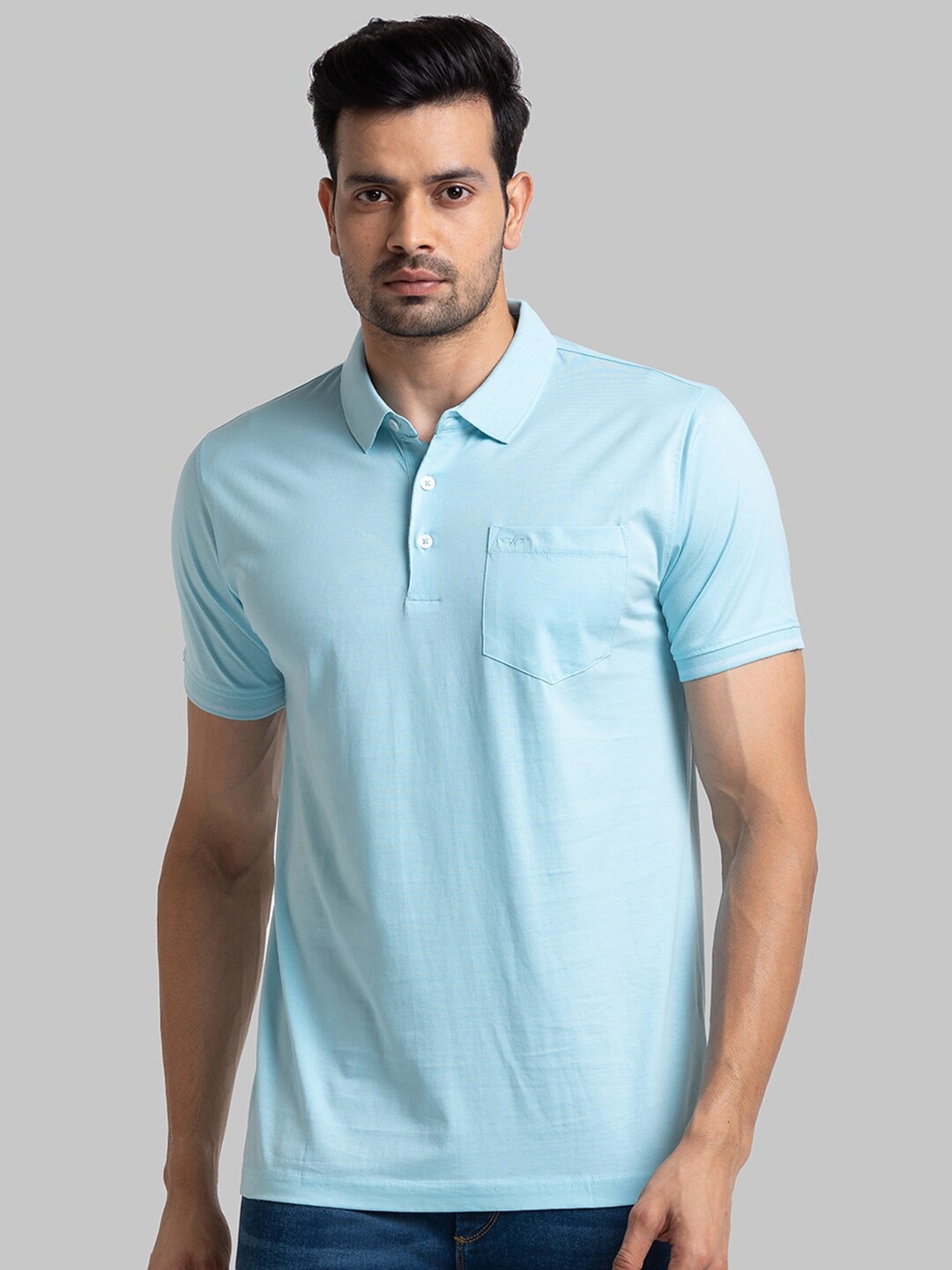 

Park Avenue Men Blue Polo Collar Slim Fit T-shirt