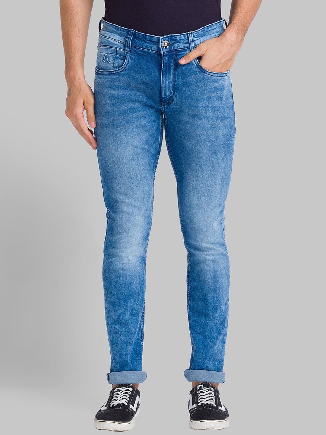 

Parx Men Blue Tapered Fit Low Distress Heavy Fade Jeans