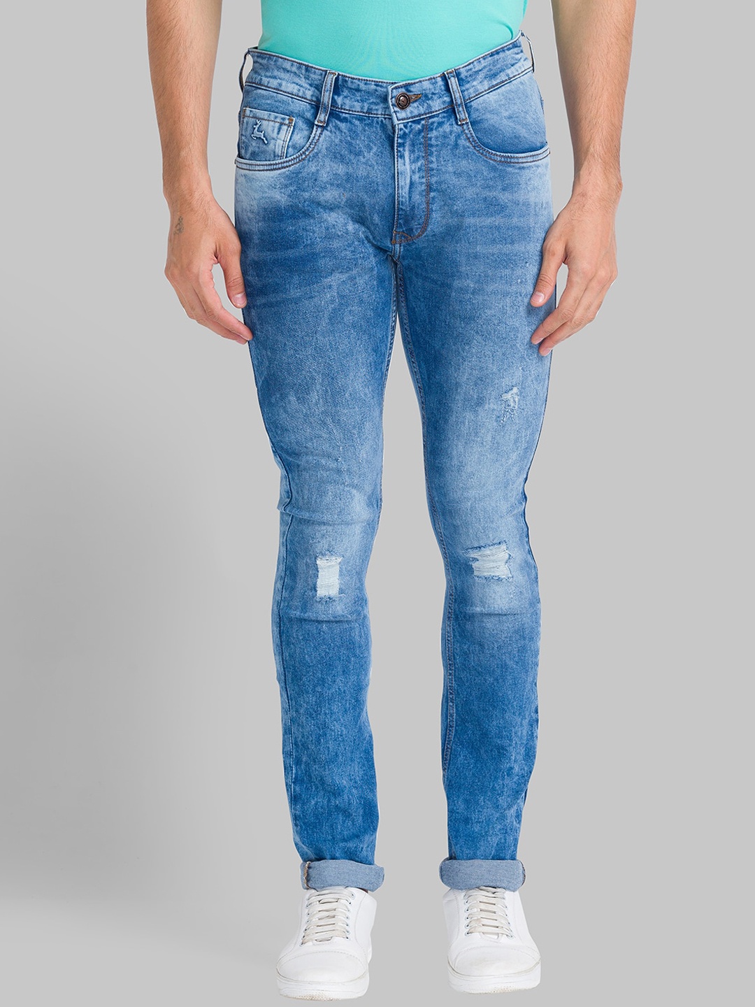 

Parx Men Blue Skinny Fit Mildly Distressed Heavy Fade Jeans