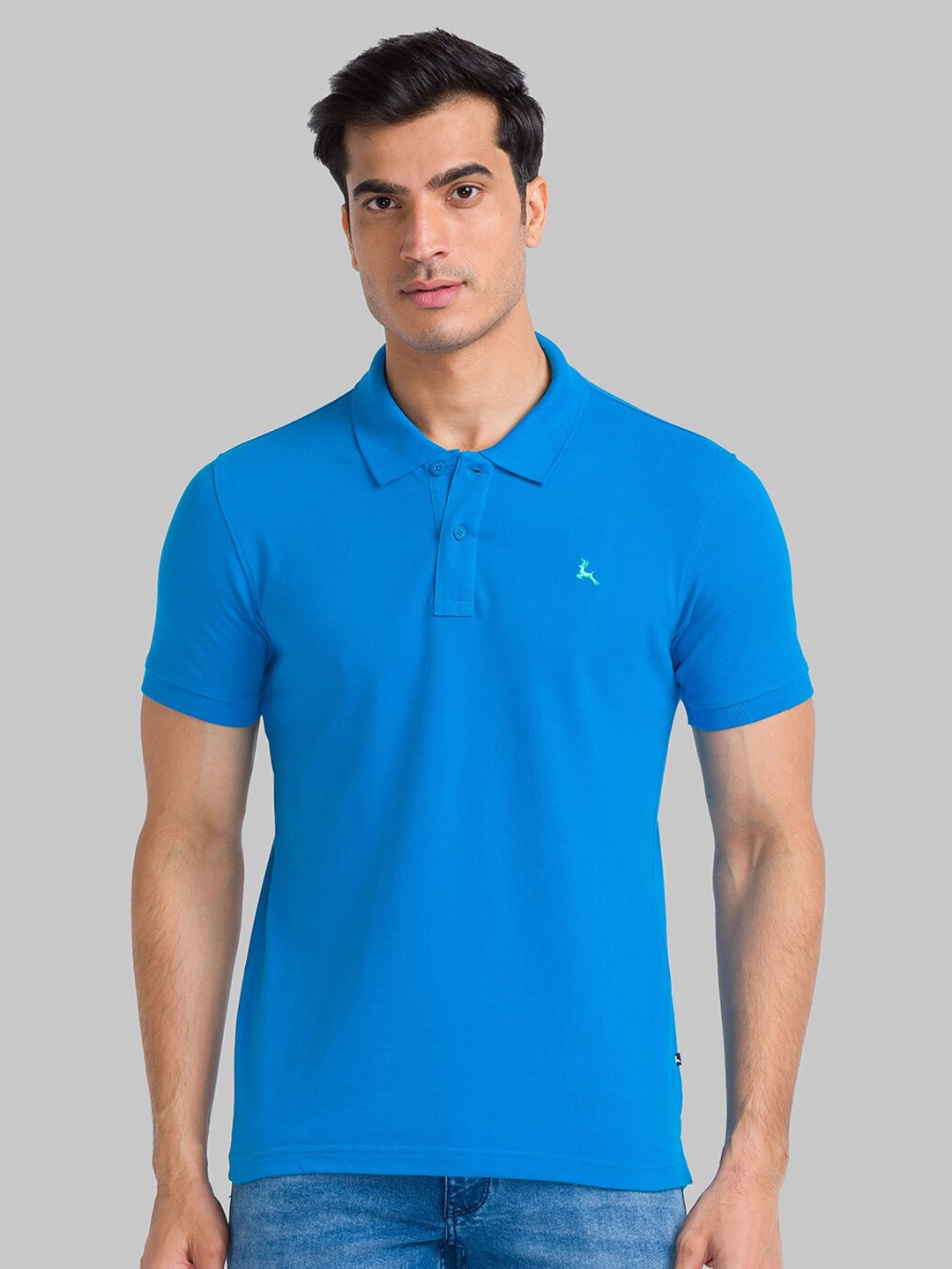 

Parx Men Blue Polo Collar Extended Sleeves T-shirt