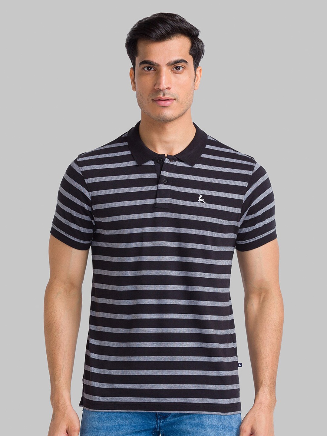 

Parx Men Black Striped Henley Neck T-shirt