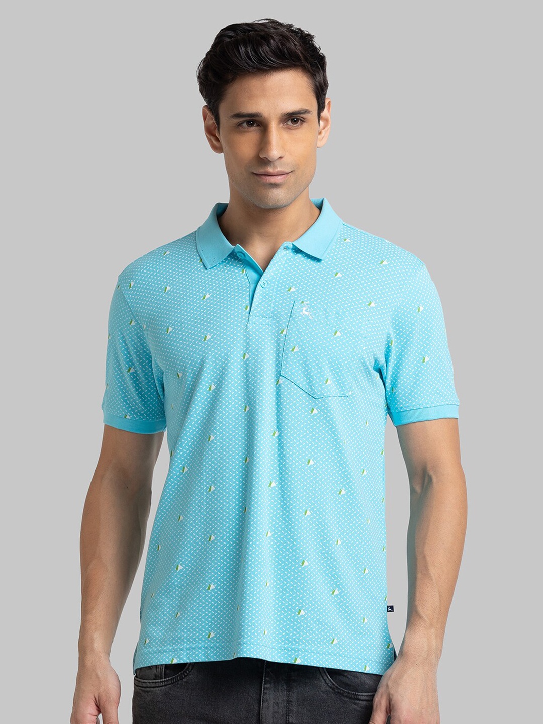 

Parx Men Blue Polo Collar Extended Sleeves T-shirt