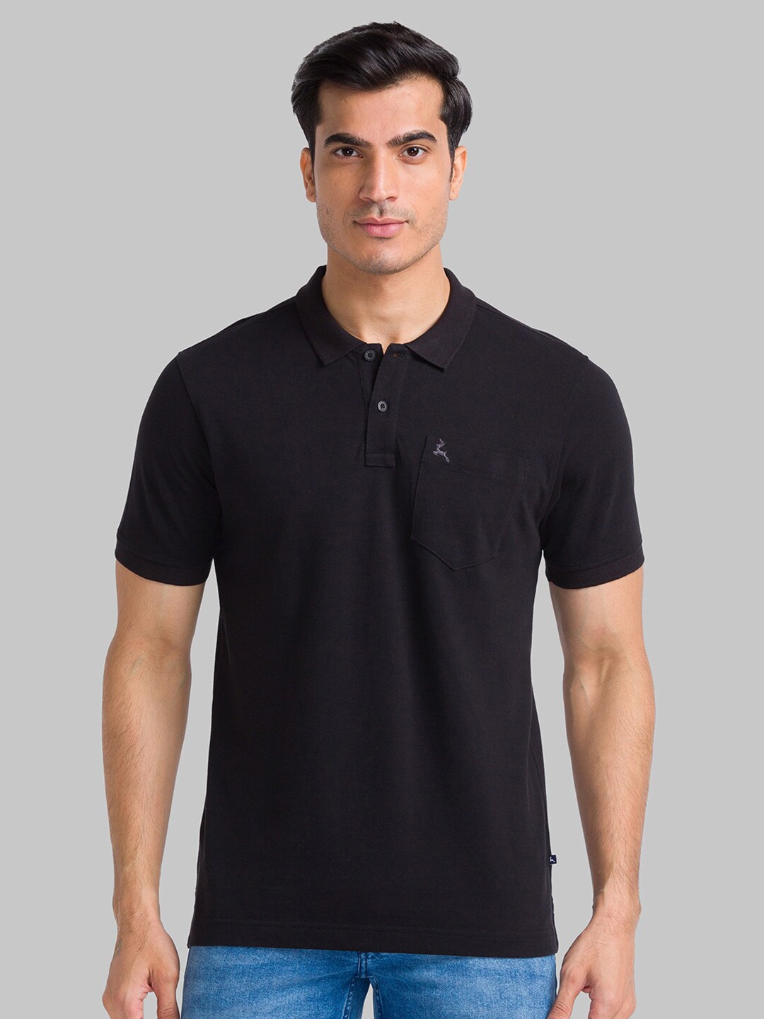 

Parx Men Black Polo Collar T-shirt