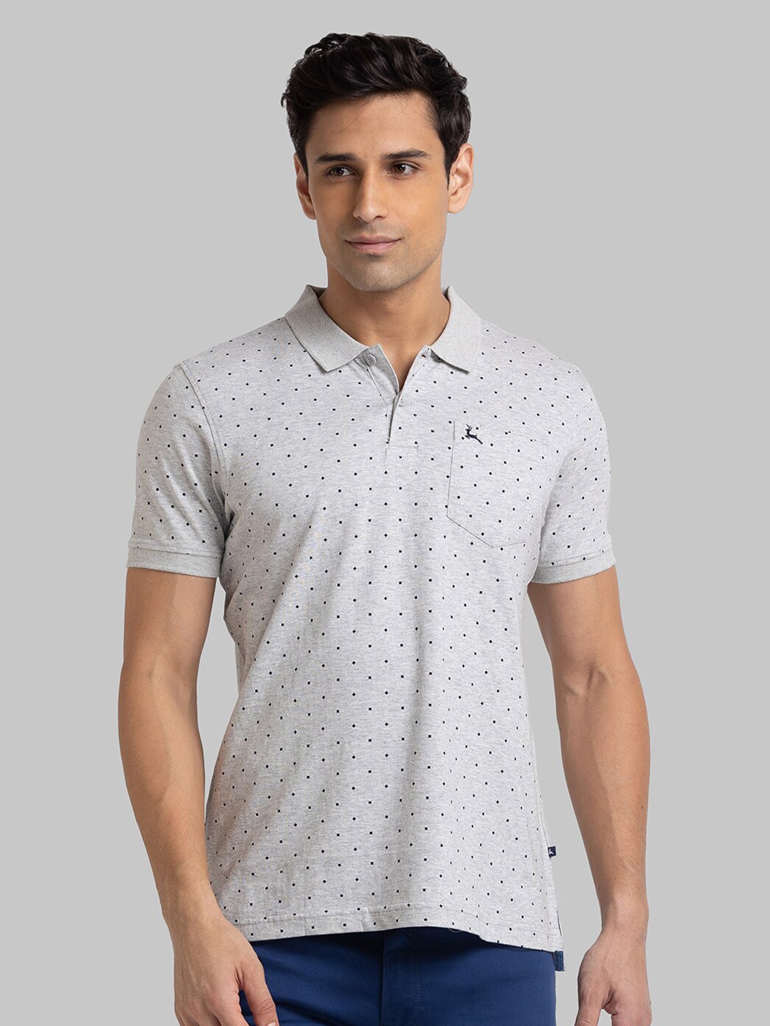 

Parx Men Grey Printed Polo Collar T-shirt