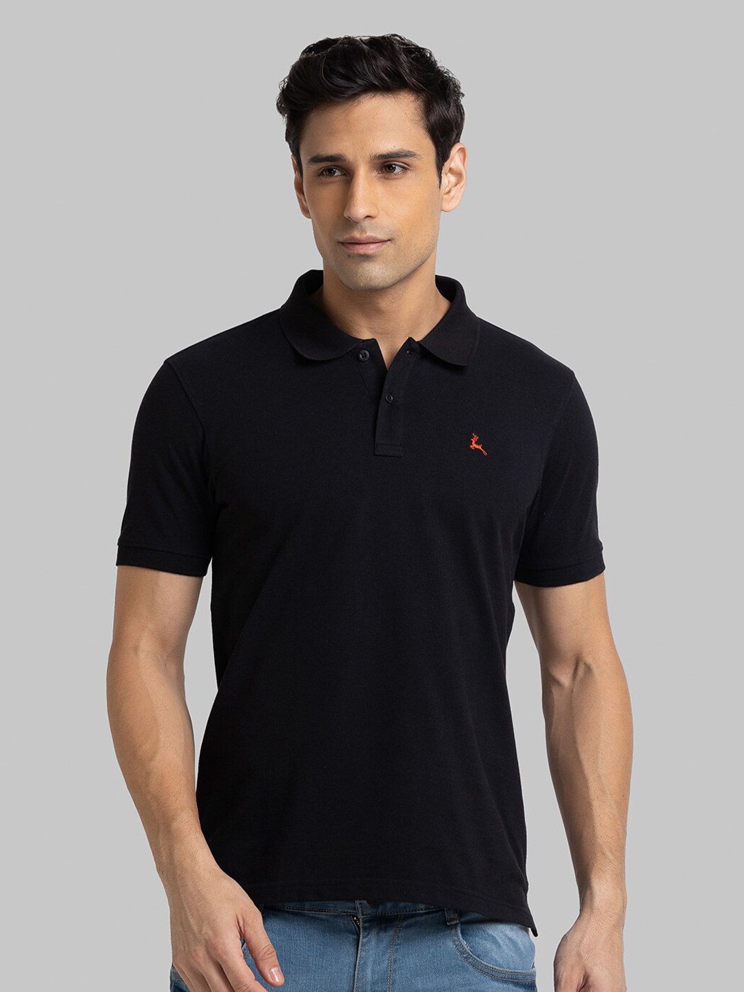 

Parx Men Black Polo Collar T-shirt