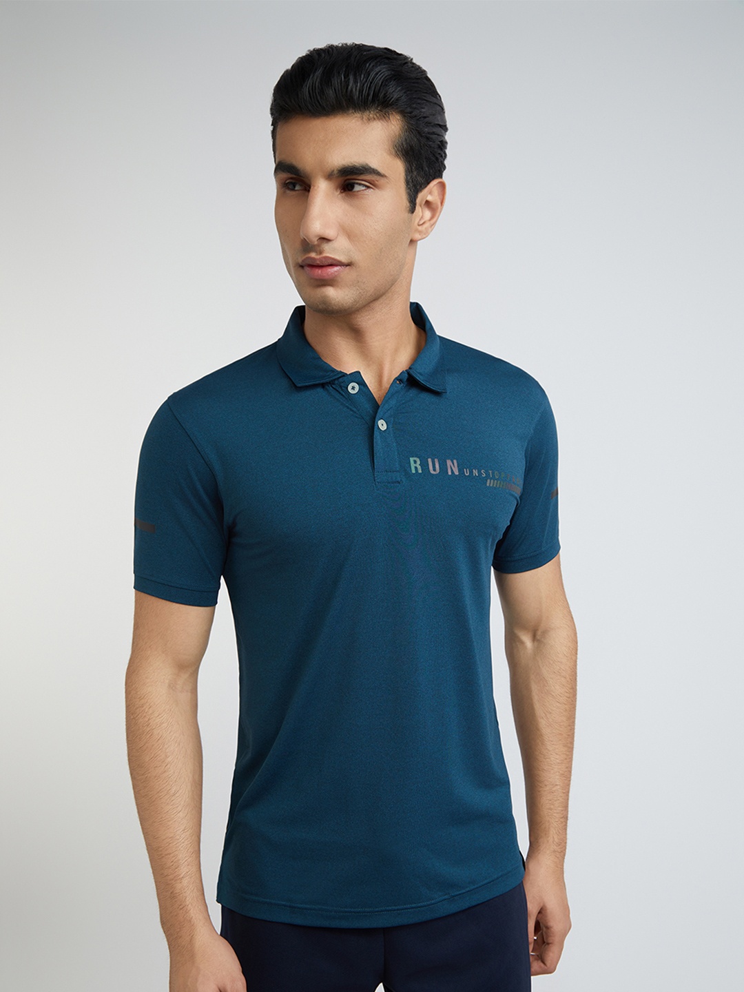 

Parx Men Blue Polo Collar T-shirt