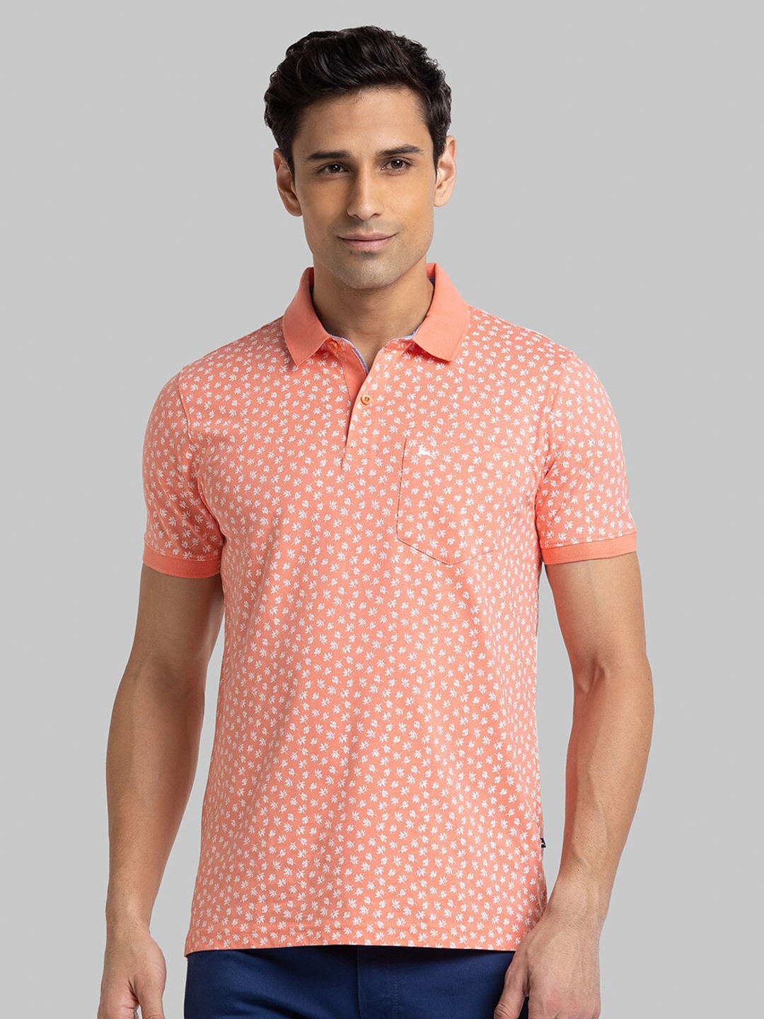 

Parx Men Orange Printed Polo Collar T-shirt